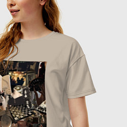 Футболка оверсайз женская Шахматы коллаж, цвет: миндальный — фото 2