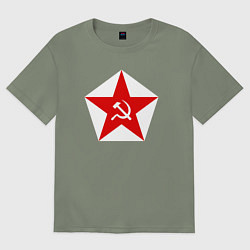 Футболка оверсайз женская Пятиконечная звезда СССР, цвет: авокадо