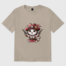 Женская футболка оверсайз Отважная кошечка пират