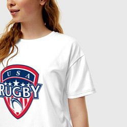 Футболка оверсайз женская USA rugby, цвет: белый — фото 2