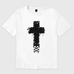 Женская футболка оверсайз Стильный крест - с черепом