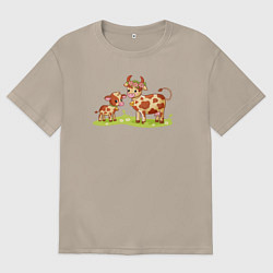 Женская футболка оверсайз Телёнок и корова