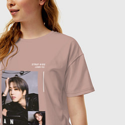 Футболка оверсайз женская Stray kids Han Jisung, цвет: пыльно-розовый — фото 2