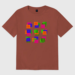 Женская футболка оверсайз Квадраты цветные