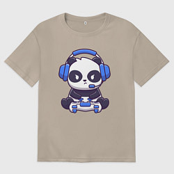 Женская футболка оверсайз Панда с джойстиком