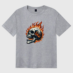 Женская футболка оверсайз Череп в огне