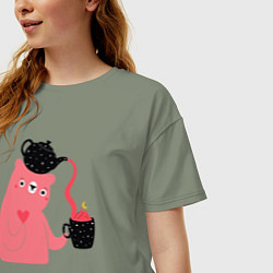 Футболка оверсайз женская Мишкин чай, цвет: авокадо — фото 2