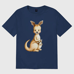 Женская футболка оверсайз Кенгуру с детенышем