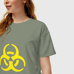 Футболка оверсайз женская Токсик - знак биоопасности, цвет: авокадо — фото 2