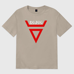 Футболка оверсайз женская Символ велеса и надпись велес по старославянски, цвет: миндальный