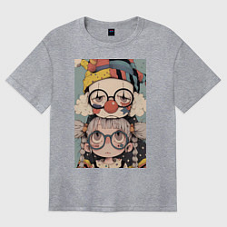 Женская футболка оверсайз Клоун с девочкой арт