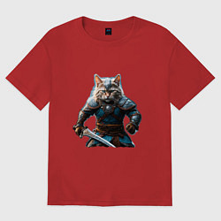 Женская футболка оверсайз Кот викинг
