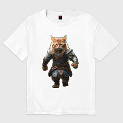 Женская футболка оверсайз Кот викинг