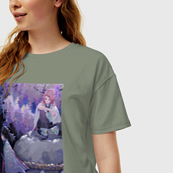 Футболка оверсайз женская Клинок рассекающий демонов Гию Томиока, цвет: авокадо — фото 2