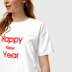 Футболка оверсайз женская Happy New Year минимализм, цвет: белый — фото 2