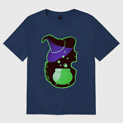 Женская футболка оверсайз Девушка ведьма и котел с зельем