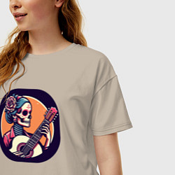 Футболка оверсайз женская Мёртвая гитаристка, цвет: миндальный — фото 2