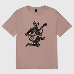 Женская футболка оверсайз Скелетик музыкант