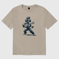 Футболка оверсайз женская Пудель играет на гитаре укулеле, цвет: миндальный