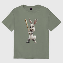 Женская футболка оверсайз Заяц спортивный