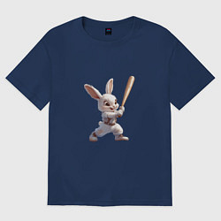 Футболка оверсайз женская Зайчик чемпион, цвет: тёмно-синий