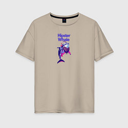 Женская футболка оверсайз Hipster whale