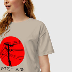 Футболка оверсайз женская Японский вайб, цвет: миндальный — фото 2