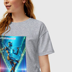 Футболка оверсайз женская Cool cyber dancer - neon glow, цвет: меланж — фото 2