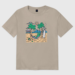 Женская футболка оверсайз Инопланетянин на пляже