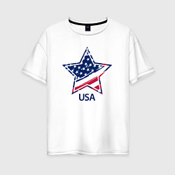 Футболка оверсайз женская Star - USA, цвет: белый