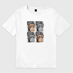 Футболка оверсайз женская Four monkeys, цвет: белый