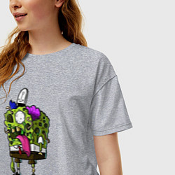 Футболка оверсайз женская Спанч Боб - зомби, цвет: меланж — фото 2