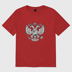 Футболка оверсайз женская Россия герб символика, цвет: красный