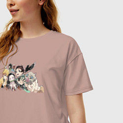 Футболка оверсайз женская Demon slayer player anime, цвет: пыльно-розовый — фото 2