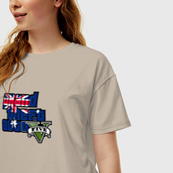 Футболка оверсайз женская ГТА 5 лого, цвет: миндальный — фото 2