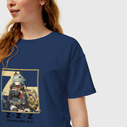 Футболка оверсайз женская Цезарь - Zenless Zone Zero, цвет: тёмно-синий — фото 2