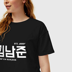 Футболка оверсайз женская Ким Намджун bts, цвет: черный — фото 2