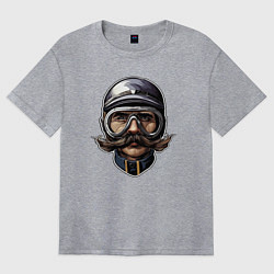 Футболка оверсайз женская Усы на скорости, цвет: меланж