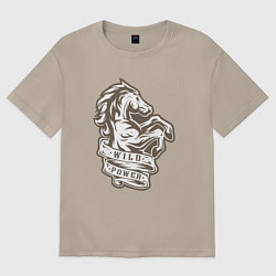 Женская футболка оверсайз Конь - дикая энергия