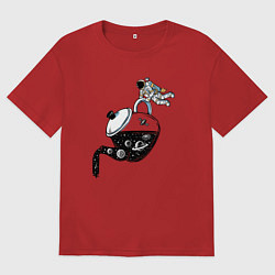 Футболка оверсайз женская Космический чай, цвет: красный