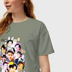 Футболка оверсайз женская Exo together дружная команда, цвет: авокадо — фото 2