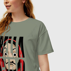 Футболка оверсайз женская Бумажный дом - белла чао, цвет: авокадо — фото 2