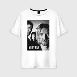 Женская футболка оверсайз Nirvana rock band black