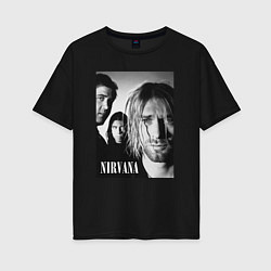 Женская футболка оверсайз Nirvana rock band black