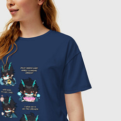 Футболка оверсайз женская Дань Хэн фразы, цвет: тёмно-синий — фото 2