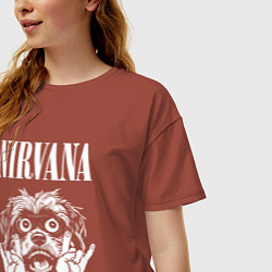 Футболка оверсайз женская Nirvana rock dog, цвет: кирпичный — фото 2