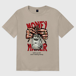 Женская футболка оверсайз Money maker hands