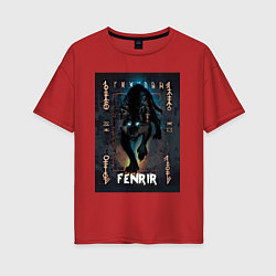 Женская футболка оверсайз Fenrir black vinyl