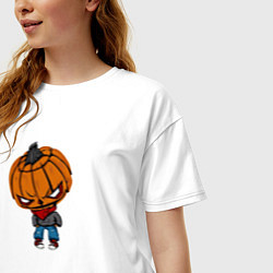 Футболка оверсайз женская Sigma boy is Halloween, цвет: белый — фото 2