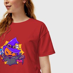 Футболка оверсайз женская Тыква геймер, цвет: красный — фото 2
